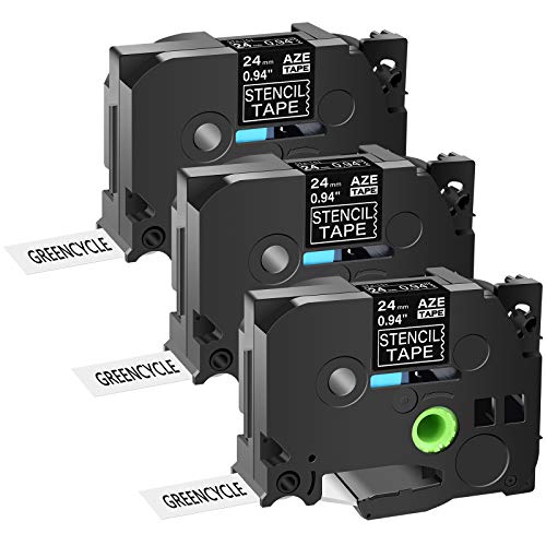 Greencycle 3PK Compatible for Brother P-touch ST151 STe151 ST-151 STe-151 Stencil Tape 1