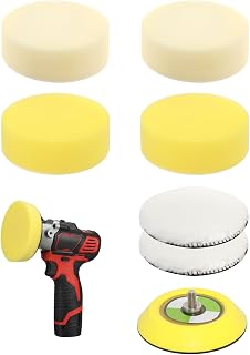 Buffing Polishing Pad Kit Compatible with Milwaukee M12 49-36-2438 | Includes 1 backing pad, 4 foam pads and 2 wool pads; washable and reusable for polishing buffing waxing and detailing