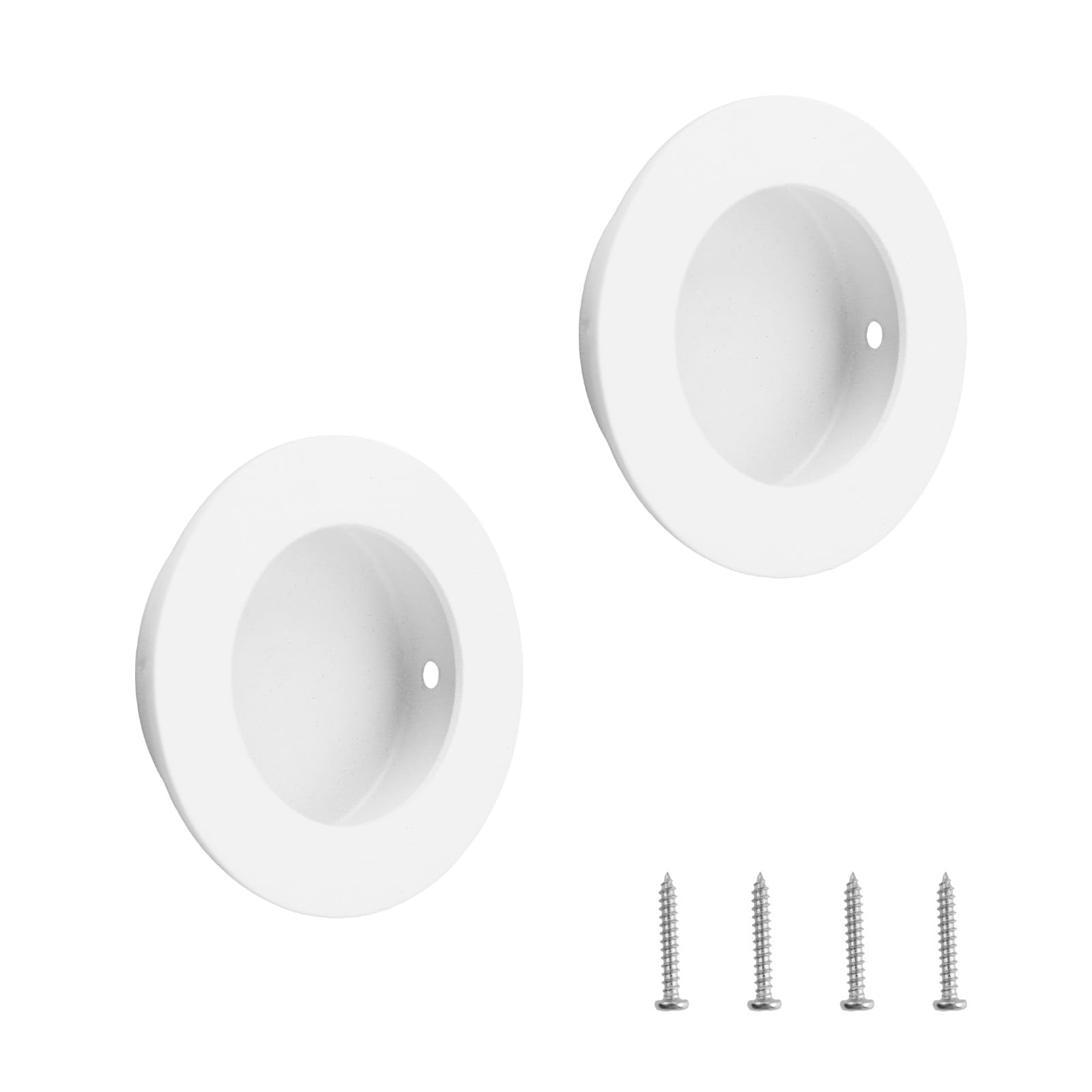 MOROBOR Round Finger Pull, 2 Pack White Flush Pulls Recessed Handles Stainless Steel Invisible Door Handle for Sliding Barn Drawer Cupboard Wardrobe/50mm — image 1