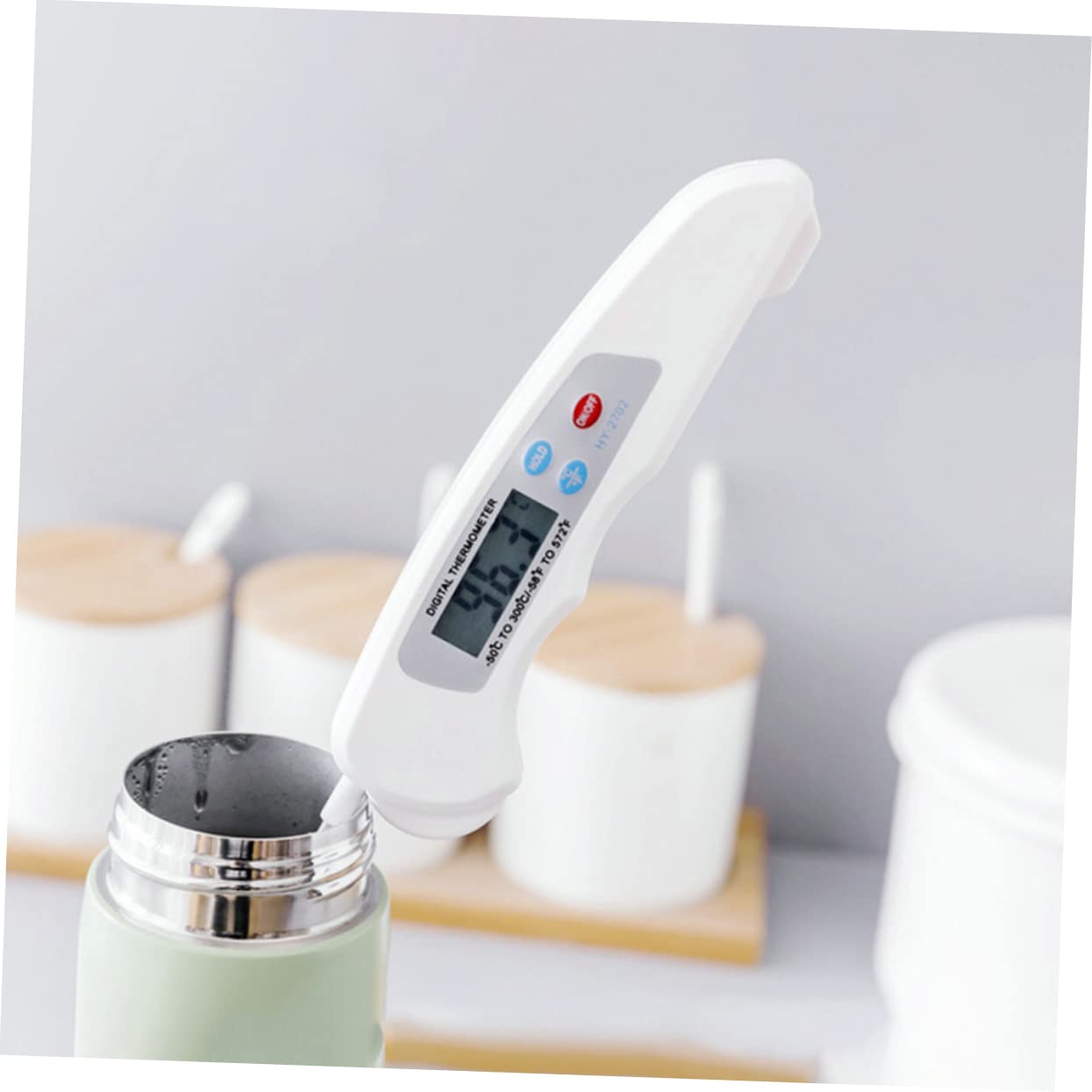 SOLUSTRE Folding Digital Meat Thermometer Instant Read Kitchen Food Temperature Measurer for Grilling Baking Cooking Design with Screen to Range No