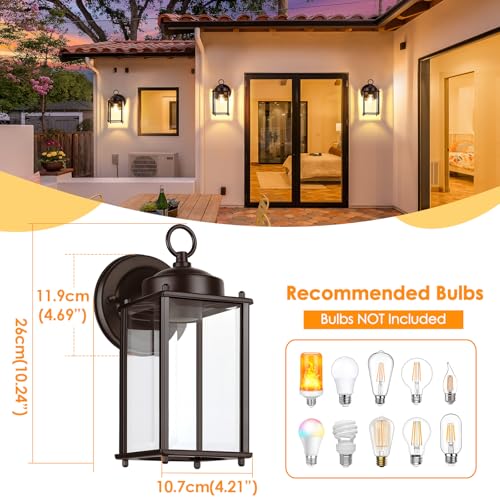 Image of MATAMEYE Outdoor Wall Lantern, Exterior Waterproof Wall Sconce Light Fixtures, Dark Chocolate Front Door Lighting, Anti-Rust Porch Lamp, 2 Pack