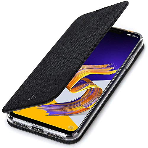 Eabuy Asus ZenFone 5 / 5Z Case, Slim Fit PU Leather Wallet Flip Bracket Card Slot TPU Inner Full Body Protective Case Cover for Asus ZenFone 5 ZE620KL/Zenfone 5Z ZS620KL 6.2" Black