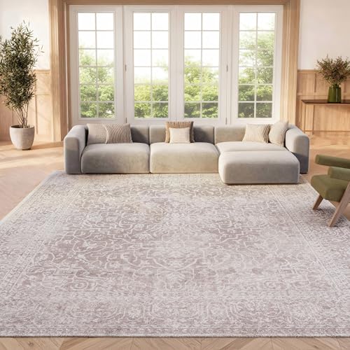 SAFAVIEH Area Rug 8x10 - Reflection Collection - Large - Beige & Cream, Non-Shedding & Easy Cleaning, Ideal for Living Room, Bedroom, Dining Space (RFT670A)