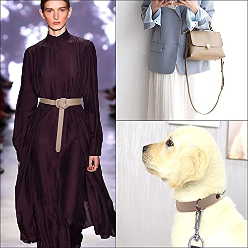 Cdy Lychee Pattern Khaki Leather Strap 90 Inches Long 1 Inch Wide, Leather Belt Strips Very Suitable For Diy Craft Projects, Pet Collars, Traction Ropes,Belts, Keychains, Leather Watch Straps (Khaki) #TOP4