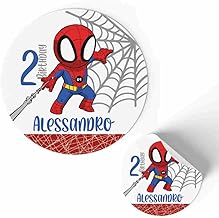 FERDINANDO FAMA' 175 Etichette adesive personalizzate per Compleanno bambini, adesivi, Tag adesivi con nome, adesivo per bomboniere scatoline portaconfetti pz 175 (spider)