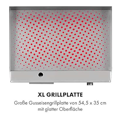 Klarstein Elektrogrill, Grillplatte, Elektrische Grillplatte, Tischgrill, Elektrogrill aus Edelstahl, Spritzschutz & Auffangbehälter, Glatte XL Grillfläche: 54,5x35 cm, Stufenlos 50-300 °C, 3000 Watt – Bild 5