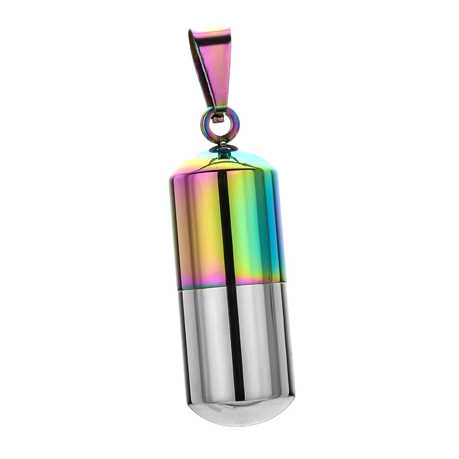 sharprepublicStainless Steel Pill Case Capsule Pendant Necklace for Mens Womens Cross Medicine Keepsake Jewelry Gift - Colorful