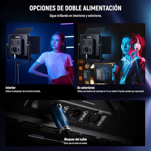 Miniatura 7 de Neewer Pl60c Rgb Panel Led Luz De Video App 2.4g Control Dmx, 60w 23000lux 0.5m 2500k-10000k Rgbcw Iluminación Estudio De Fotografía Pro 18 Escenas V Alimentado Por Batería Para Grabación Streaming