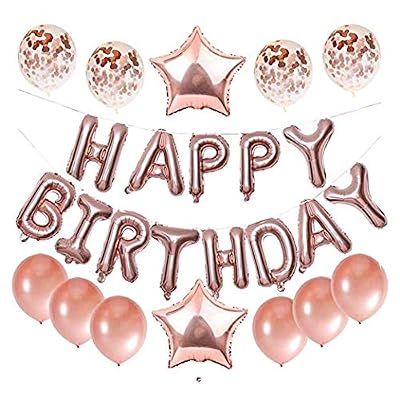 TOYXE Happy Birthday Latex Balloon, 13pcs "happy Birthday " Letter Balloons , 2pcs Foil Balloons, 4 Pcs Confetti Balloon