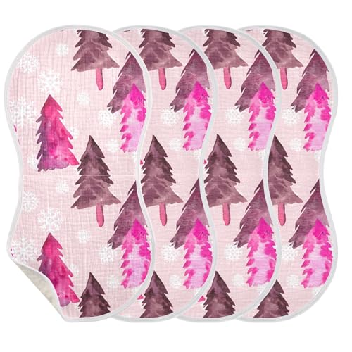 xigua Watercolor Trees Baby Burp Cloths for Newborn Boys and Girls 4 Pack, Soft & Absorbent Cotton Baby Burp Cloth, Baby Washcloths, Newborn Towel, Burp Rags3