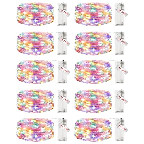 Guirlande lumineuse à piles étanche 20 LED fil argent pour Noël intérieur