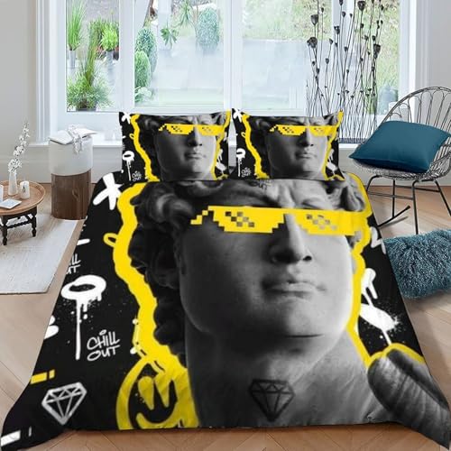 Housse de couette King microfibre effet pierre imprimé 3D de qualité supérieure pour lit double - 3