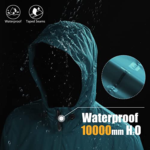 33,000ft Regenjacke Herren Wasserdicht Outdoorjacke Leichte Freizeitjacke Packbare Windjacke Fahrrad Regenmantel mit Kapuze China Blau 2XL