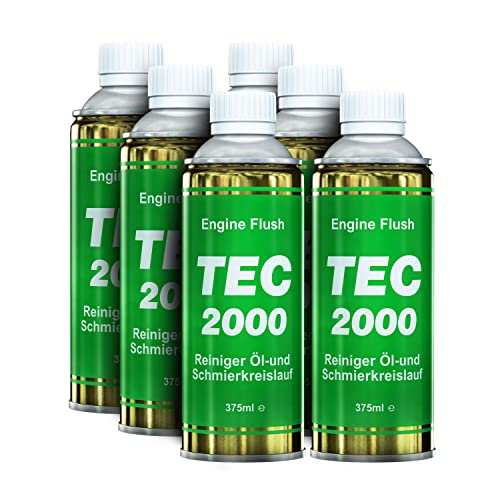 TEC 2000 Motorspülung - 6 x Engine Flush Motorreiniger für Benzin Diesel oder Gasmotoren 375ml set - Kraftstoffadditiv zur Systemreinigung - Motorpflege Zusatz