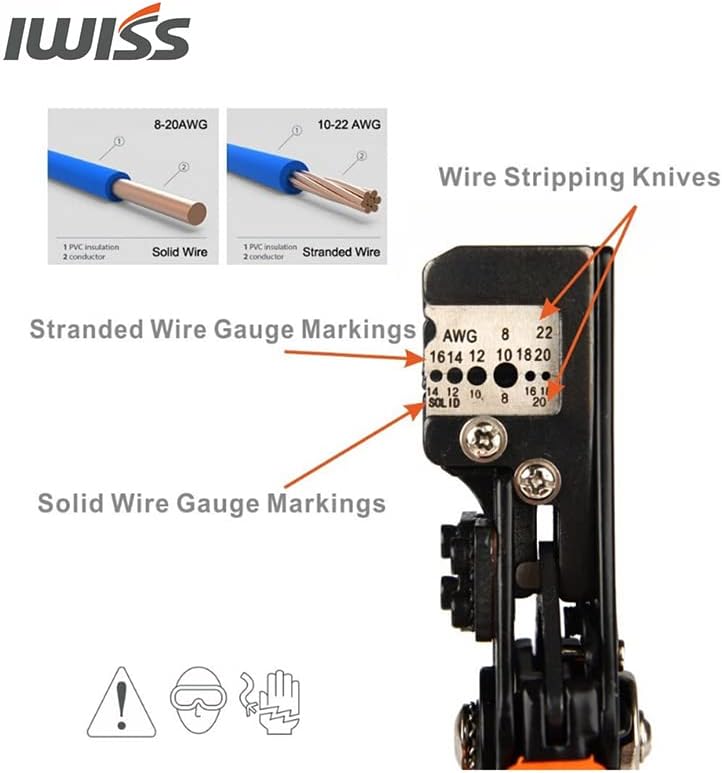 IWS-0822 multifunctional Automatic Cable Wire Stripper 0.35-8.2mm² Stripping Crimper Crimping Plier Cable Cutter Tool