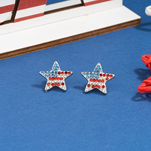Madison Tyler 4Th Of July Dangle Drop Earrings For Women Fashion,Red Blue White Patriotic Usa Cute Pave Rhinestone Star Pierced Post Earrings,American Independence Day Gifts For Girls #TOP4