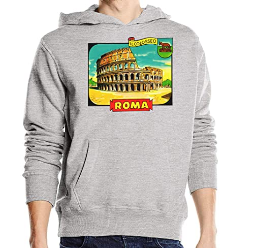Sweat à capuche Rome Colisée gris sweat-shirt rétro vintage Italie sweat coton mixte