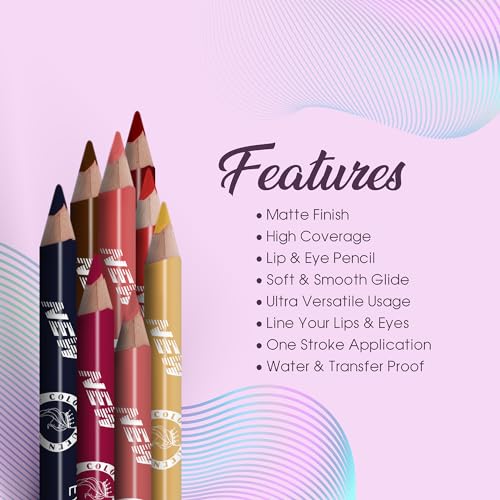 Image of Colors Queen Eye & Lip Liner Pencil with Sharpener | Long Lasting & Smudge Proof Lip Liner | Matte Finish, Rich Color Payoff Sharpenable Pencil (Baby Pink)