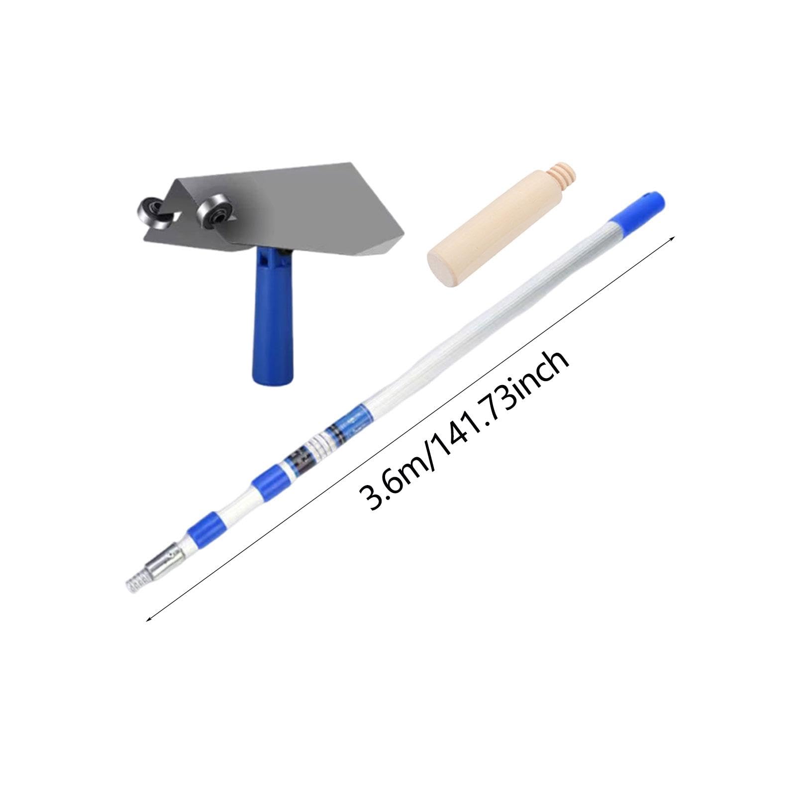 Taloche D'Angle pour Cloison Sèche Manche Bois Antidérapant Lisseuse Aluminium Inox Solide Outil Application Enduit Angle Intérieur Tige Incluse Adapt, 3.6 M Rod