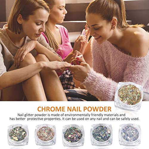 Brilho Holográfico para Unhas - 6 Colors Holographic Nails Glitter Powder - Brilho Triângulo Brilhan