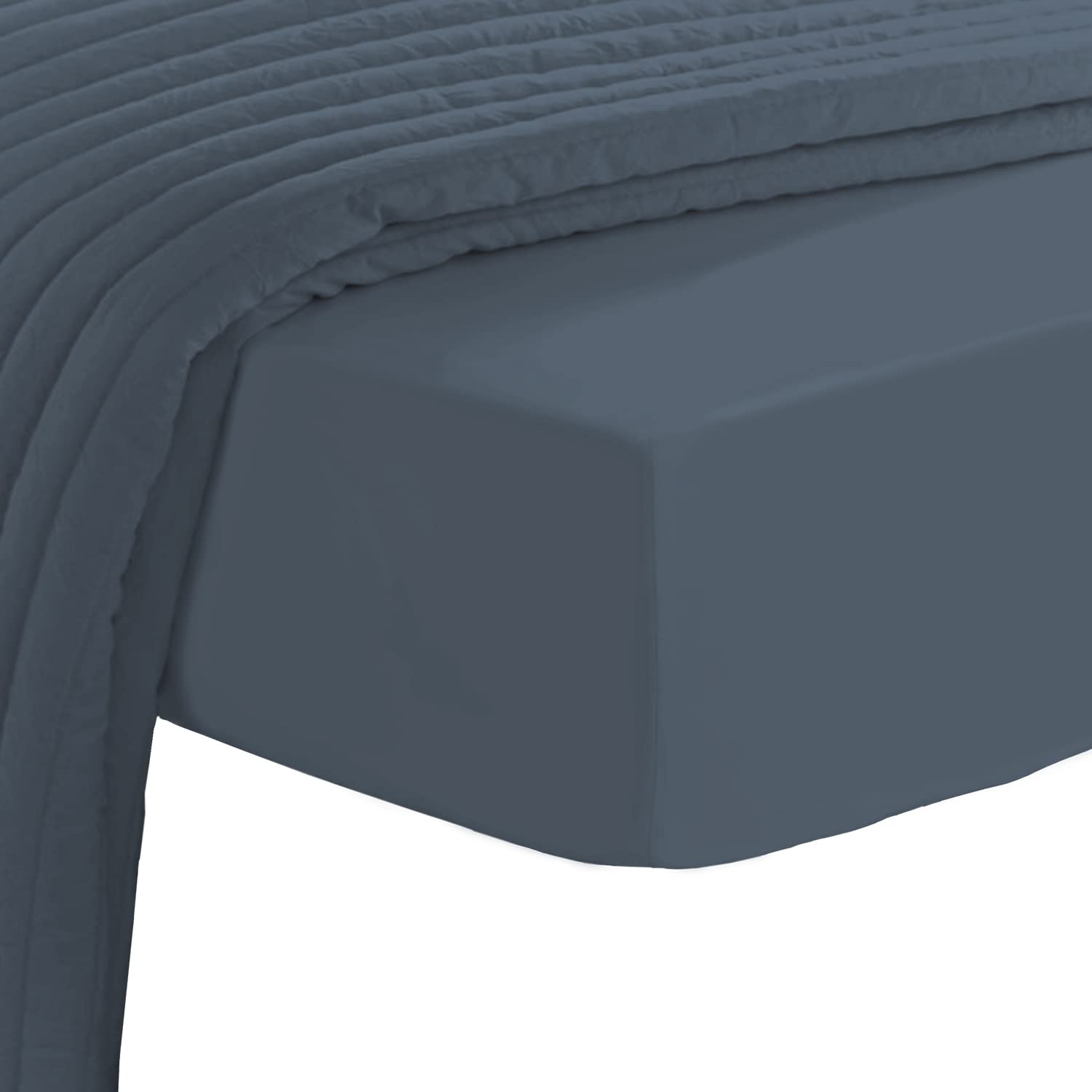 Pizuna Luxurious Cotton EU Single Fitted Sheet Dark Blue
