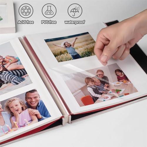 Bolivia's Photo Album, Linen Cover DIY Scrapbook Album with Display Window, Self-Adhesive Memory Book for 3x5, 4x6, 5x7, 6x8, 8x10 Photos (28x26.6cm)