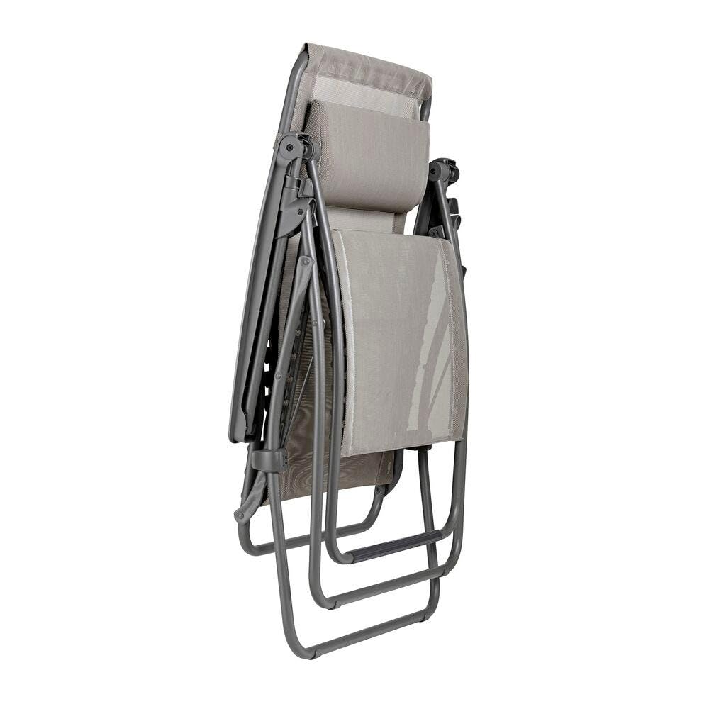 Lafuma - Fauteuil Relax Zéro Gravité XL | Fabriqué en FRANCE - Garantie 5 ans - Gris - Maintien ferme de tout le dos, Résiste aux UV et à la pluie