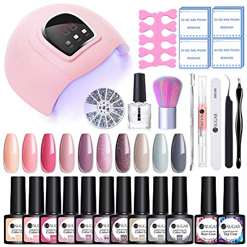 UR SUGAR UV Nagelack Gel Lack Nagelset 54W UV LED Nagellampe Starterset Maniküre 10x Gel Lacken Top Base Coat Lacken Set