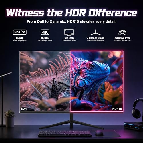 Image of Gawfolk 32 Inch 4K UHD (3840 x 2160) Monitor, PC Monitor 60Hz, Computer Monitor, HDR 10, DP HDMI VESA