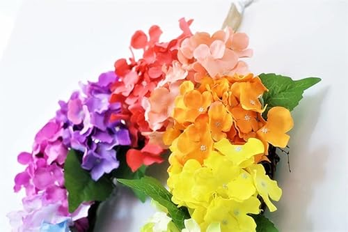 Abbie Home 18" Spring Wreath For Front Door, Artificial Summer Rainbow Hydrangea Door Wreath Year Round Wreath Festival Wreath Handmade Wreath Rustic Wreath For Home Wedding Party Wall Windows Decor #TOP4