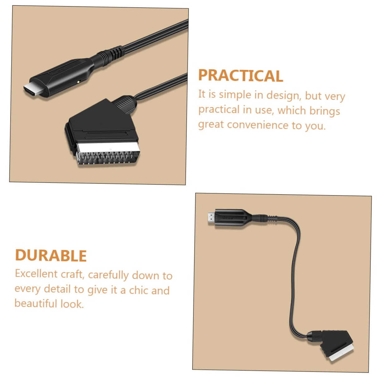 SHINEOFI 5 Pezzi Convertitore Video Scart Adattatore Audio e Video per Tv Vhs e Dvd Design Compatto e Alimentato Tramite USB Consumo