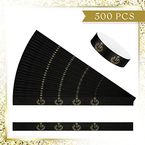500 Pieces Paper Wristbands VIP Plastic Wristbands Waterproof Party Identification Wristbands Party Bracelets for Events Amusement Parks, Club, Concerts, Fairs, Festivals and Events (Black) - Thumbnail 5