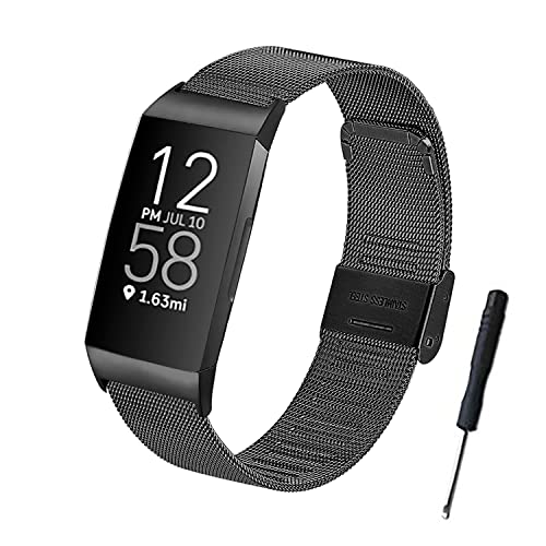 BDIG Correa Compatible Fitbit Charge 4 Correas Fitbit Charge 3 Metal, Pulsera de Acero Inoxidable Agradable para Fitbit Charge 4/3 Correa (No Host)