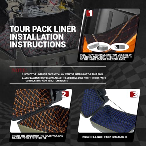 Forros para Alforjas Tour Pack Personalizados con Costura a Medida para Harley Razor Tour Pack (2014-2026), Hilos Rojos, Hechos de Cuero miniatura 3