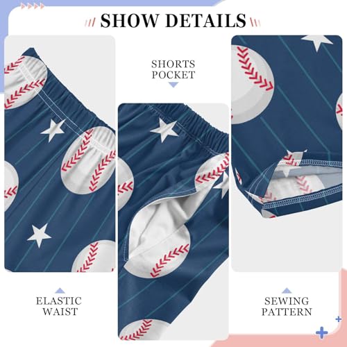 ZZXXB Baseball and Stars Boys Long Pants Soft Trousers Elastic Waist Kids Lounge Bottoms with Pockets S-XL4