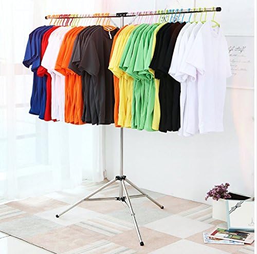 Stainless steel simple clothes hanger, floor folding, telescopic indoor and outdoor balcony, single pole type travel drying hanging clothes rack