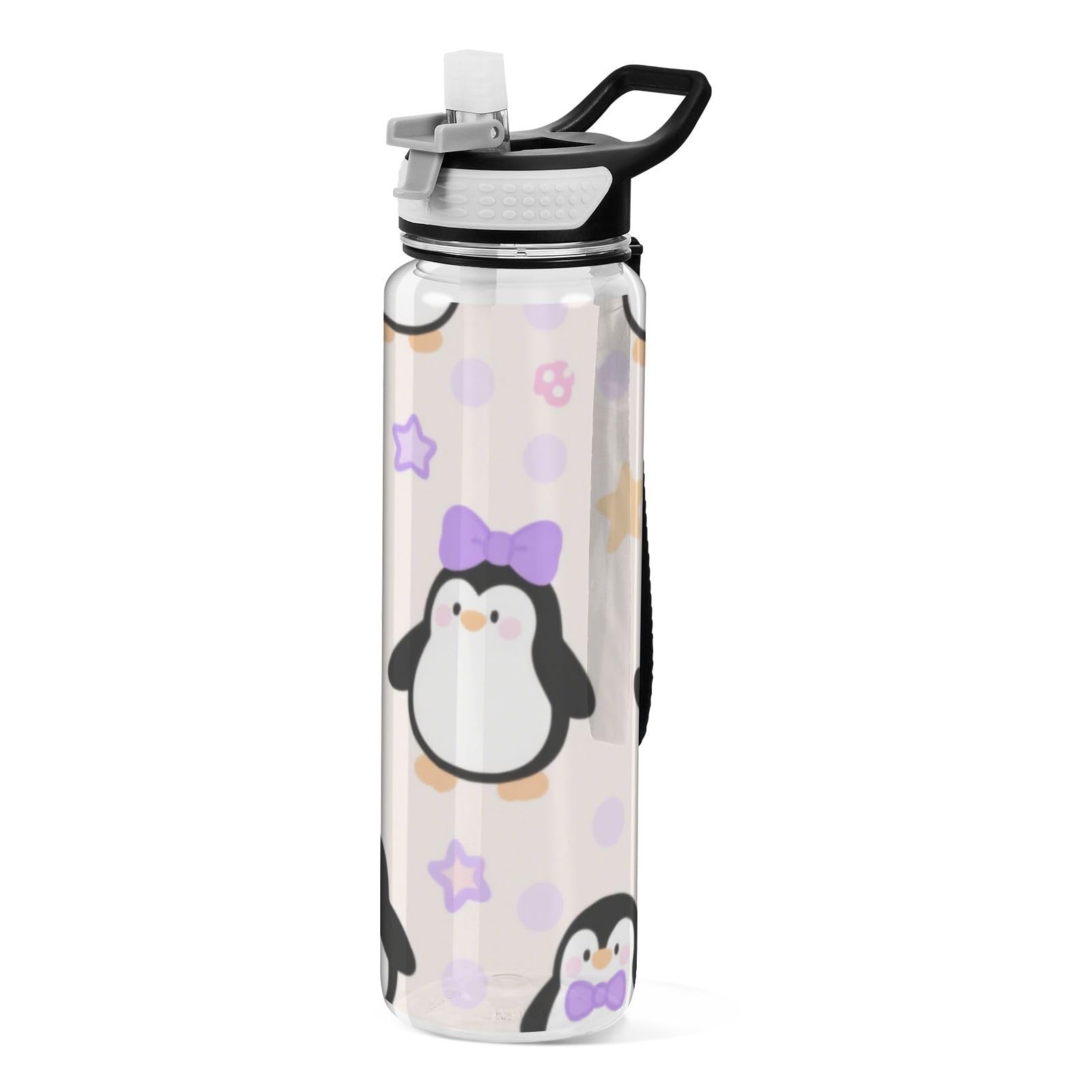 Bouteille d'eau Tritan haut de gamme 946 ml sans BPA motif pingouin blanc finition durable
