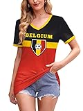 For G and PL Damen Belgien Trikot WM Belgien Fanshirt Kurze Ärmel Rundhalsausschnitt Top M