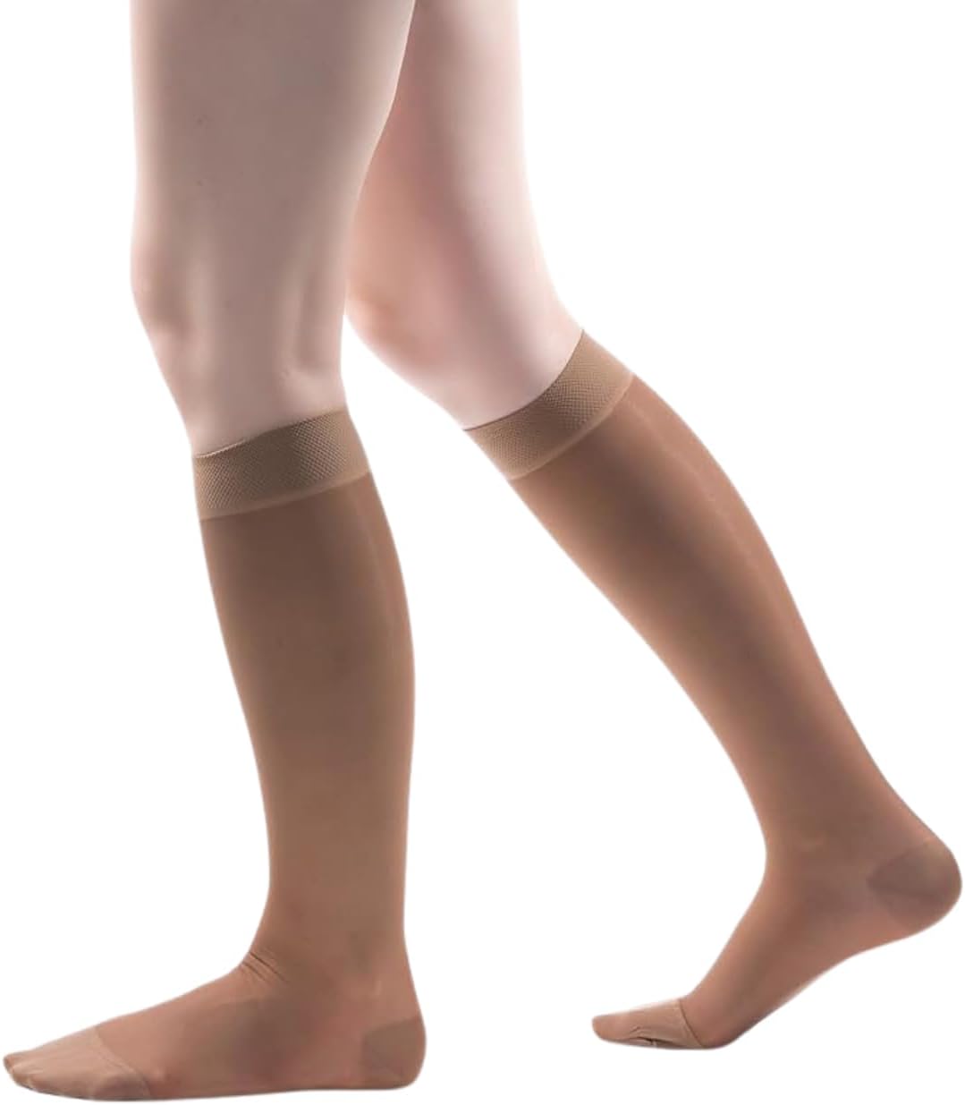 Allegro 15-20 mmHg Essential 16 Sheer Knee High Compression Stockings for Women – Closed Toe Support Hose with Soft Top Band for Everyday Comfort