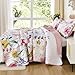 Anibedding Queen Quilt Set, Reversible Pink Floral Bedspread Soft Microfiber Lightweight Queen Size Quilt Bedding Sets Flower Coverlet for All Season(Queen, 96