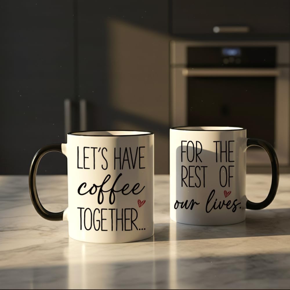 Engagement Gifts For Couples, Let's Have Coffee Together Coffee Mugs Set, Anniversary Wedding Gifts, Bride and Groom Housewarming Gift Ideas, Newlywed Bridal Shower, Christmas Gift for Mr Mrs 11oz - Image 4