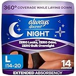 Always Discreet Night, Reimagined Adult Diapers for Women, Overnight Incontinence Underwear L, 14 Count