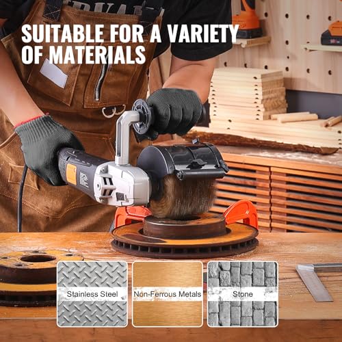 VEVOR Pulidora de Superficies de 6 Velocidades Variables de 1300 W, Pulidora de Metales Eléctrica de Mano con Rueda de Pulido de Alambre de Acero para Acero Inoxidable y Madera, 450 x 210 x 130 mm - imagen 6