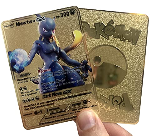 Mewtwo GX - Gold Metal Custom Pokemon Card - TCG CCG