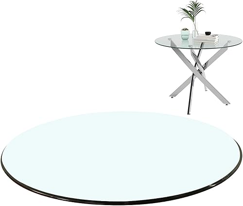 SAGIDAR Vidrio templado redondo, mesa redonda de vidrio templado, mesa redonda, muebles de cocina, mesa de vidrio para mesa de comedor, tapa de