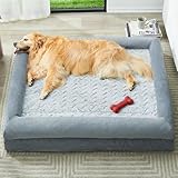 WNPETHOME XL Extra Large Dog Bed, Washable Dog Couch with Removable Waterproof Cover, Orthopedic Large Pet Sofa Bed with Bolster Sides for Sleeping