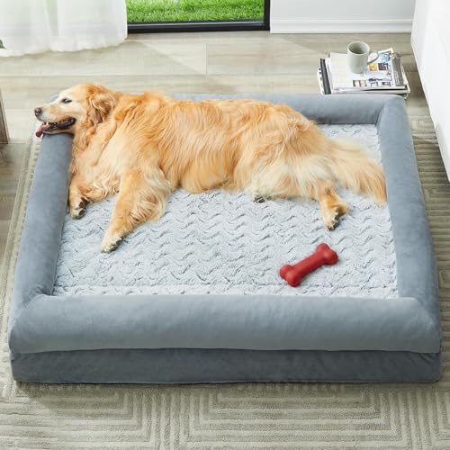 WNPETHOME XL Extra Large Dog Bed, Washable Dog Couch with Removable Waterproof Cover, Orthopedic Large Pet Sofa Bed with Bolster Sides for Sleeping