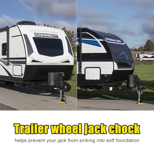 Image of Trailer Jack Wheel Dock, Tongue Jack Wheel seat, Prevents Jack Wheel from Digging into Sand, Grass and Mud, Caster Stopper for Single 6'' 8'' and Dual 6''，Fits All Trailer tire Wheel Dock