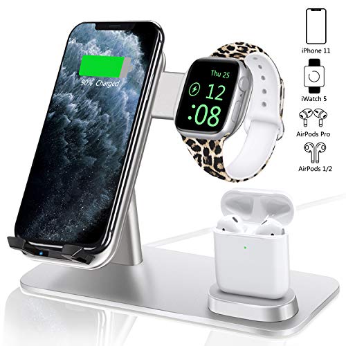 Mitervmiterv Wireless Charger 3 In 1 Qi Certified Fast Charging Dock Station For Iphone 11 11 Pro Max Xr Xs X 8 8p Nightstand Mode For Apple Watch Series 5 4 3 2 1 Airpods Pro 2 1 Sliver Dailymail