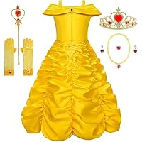 knemmy Princess Costume Dresses for Girls Costumes Halloween Cosplay Birthday Outfit Yellow